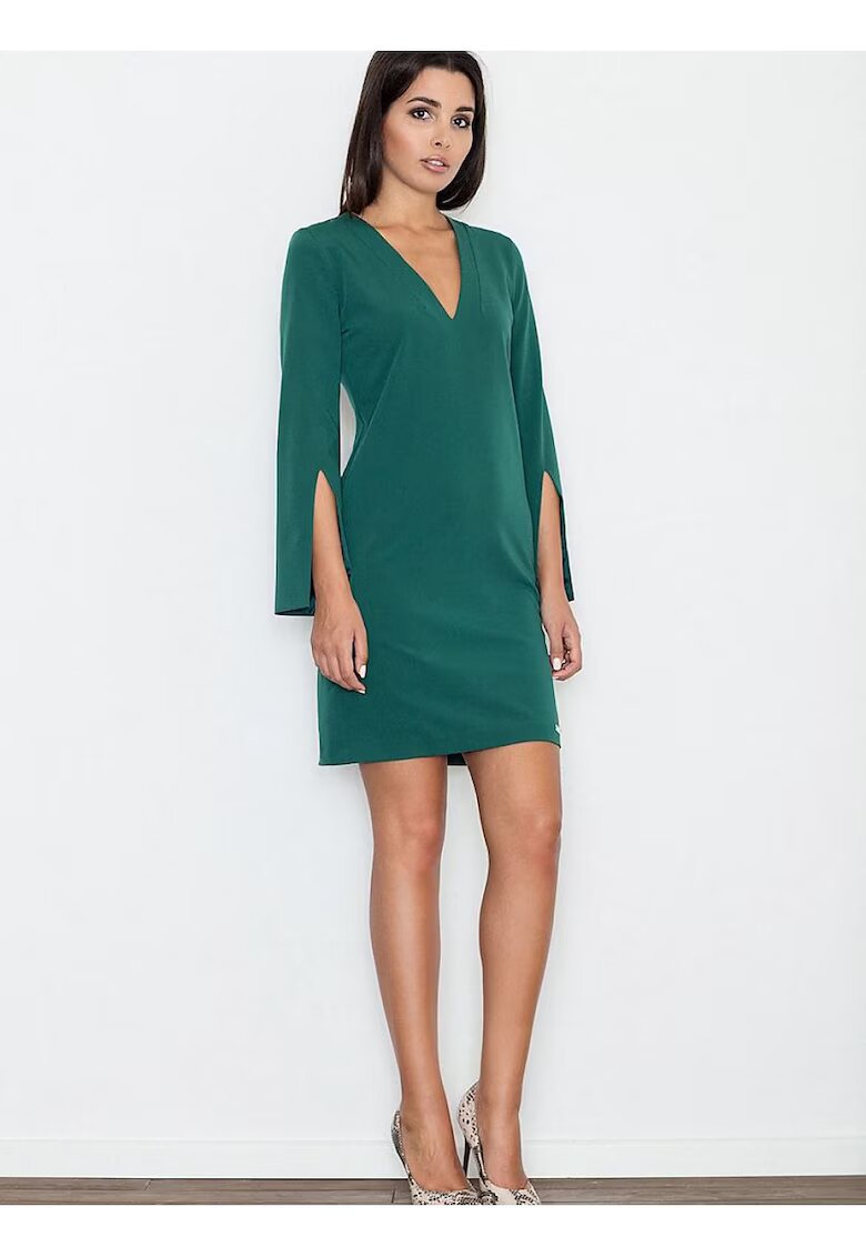 Figl Рокля елегантна - зелена - ръкави с цепки - материал полиестер
