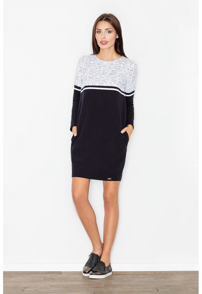 Figl Рокля памучна - черна - с джобове