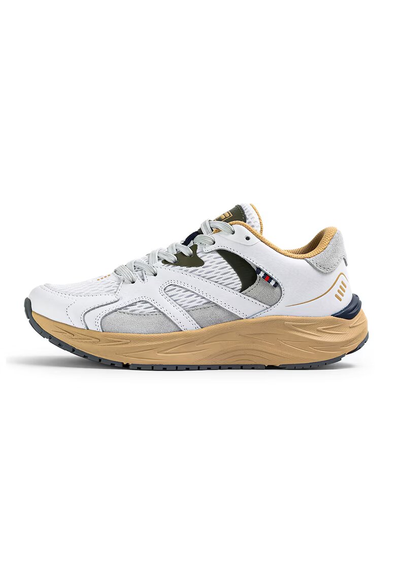 Fila Скосени мрежести спортни обувки Neon с кожа - Мръснобял/Сребрист