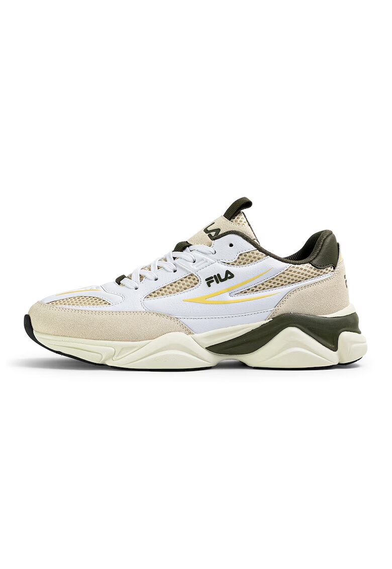 Fila Скосени спортни обувки Recade с мрежести зони - Бял/Жълт/Тъмно каки/Светло бежово