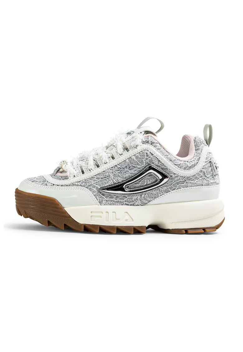 Fila Спортни обувки Disruptor с велур - Мръснобял/Сребрист