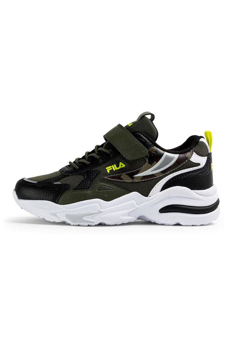 Fila Спортни обувки Madrun с велкро и мрежести зони - Черен/Тъмно каки/Лайм зелено