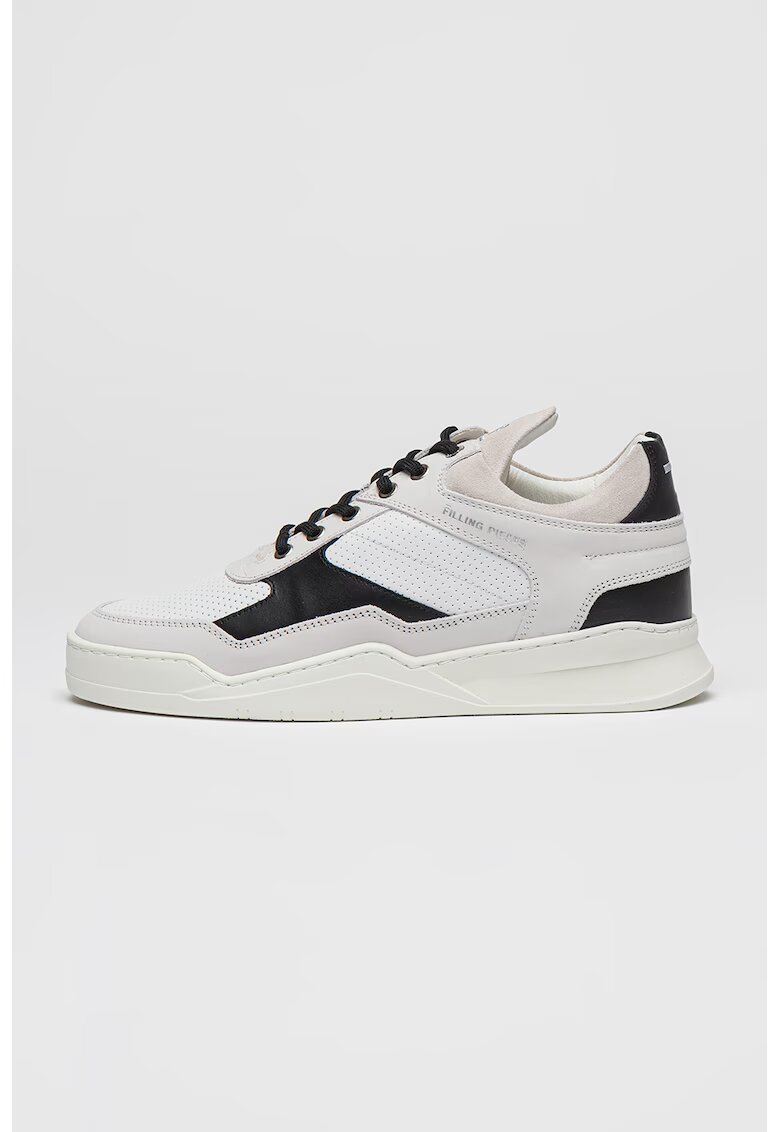 Filling Pieces Скосени кожени спортни обувки - Бял/Черен