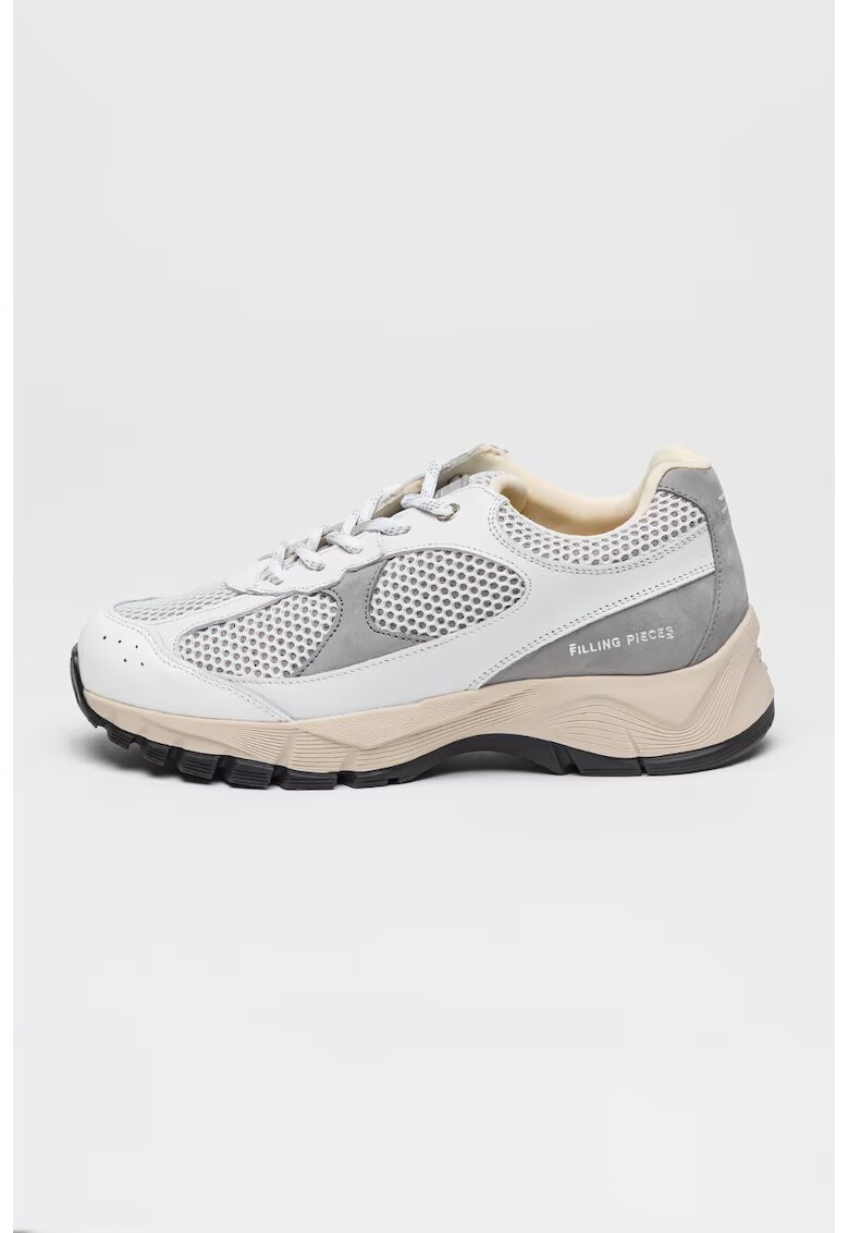 Filling Pieces Унисекс мрежести спортни обувки Oryon с кожа - Бял/Сив