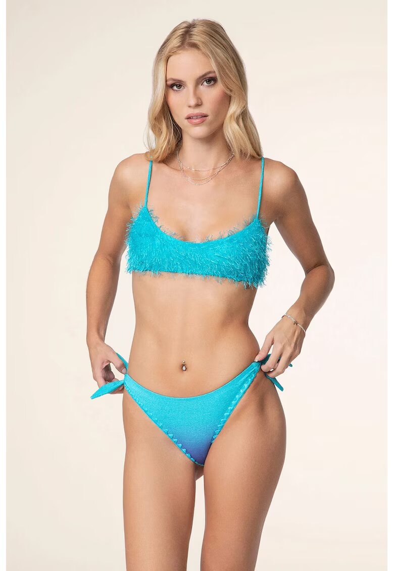 fk Two Piece Swimsuit With Fringe Details - Син