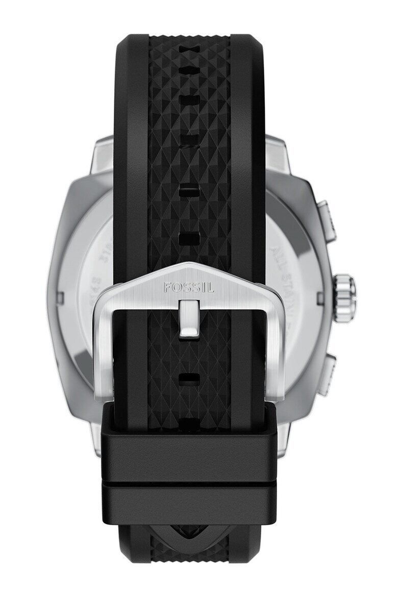 Fossil Часовник Machine с хронограф и силиконова каишка Черен
