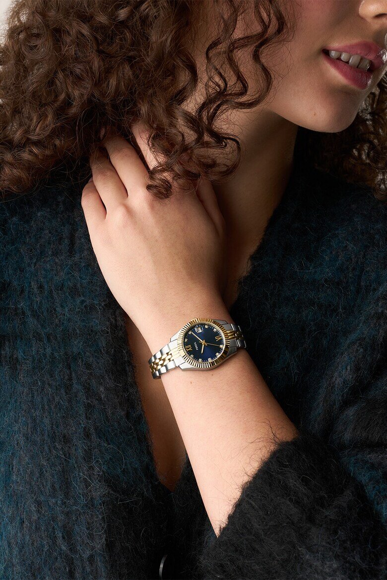 Fossil Часовник от неръждаема стомана с двуцветен дизайн Сребрист/Златист