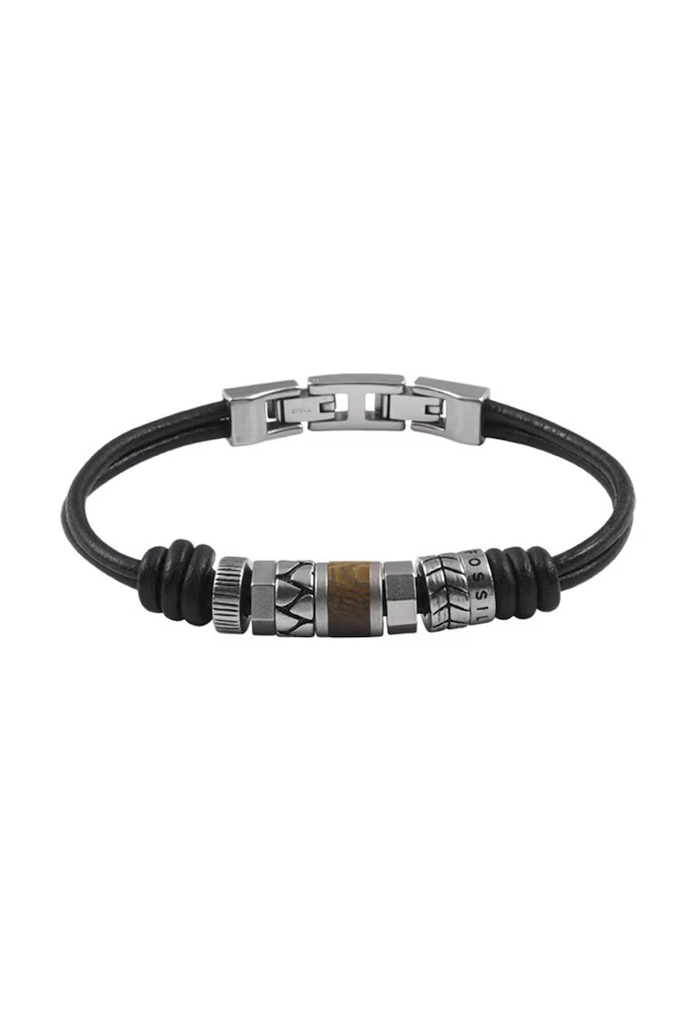 Fossil Гривна в черно и сив с лого