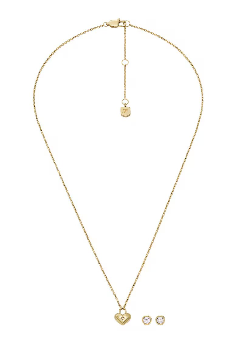 Fossil Колие от неръждаема стомана и обеци - 3 части