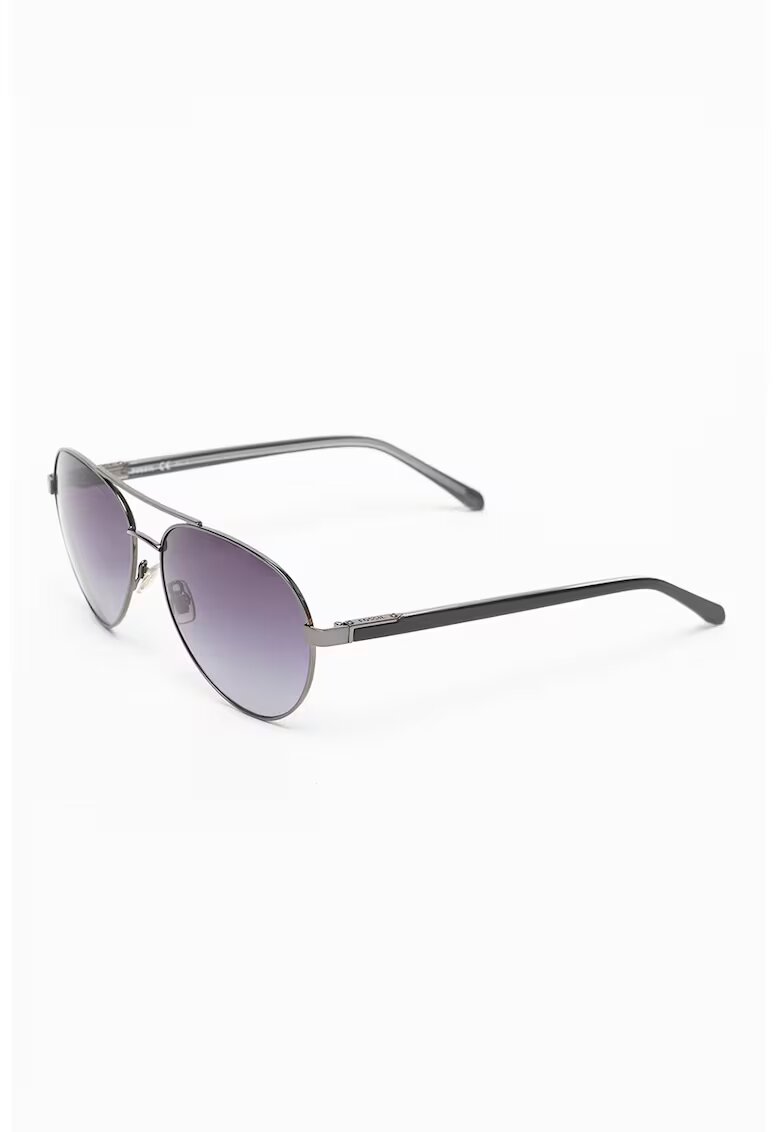 Fossil Слънчеви очила Aviator с метални рамки - Сребрист