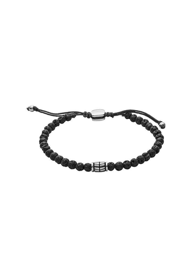 Fossil Винтидж гривна с мъниста от лава - Бял/Черен