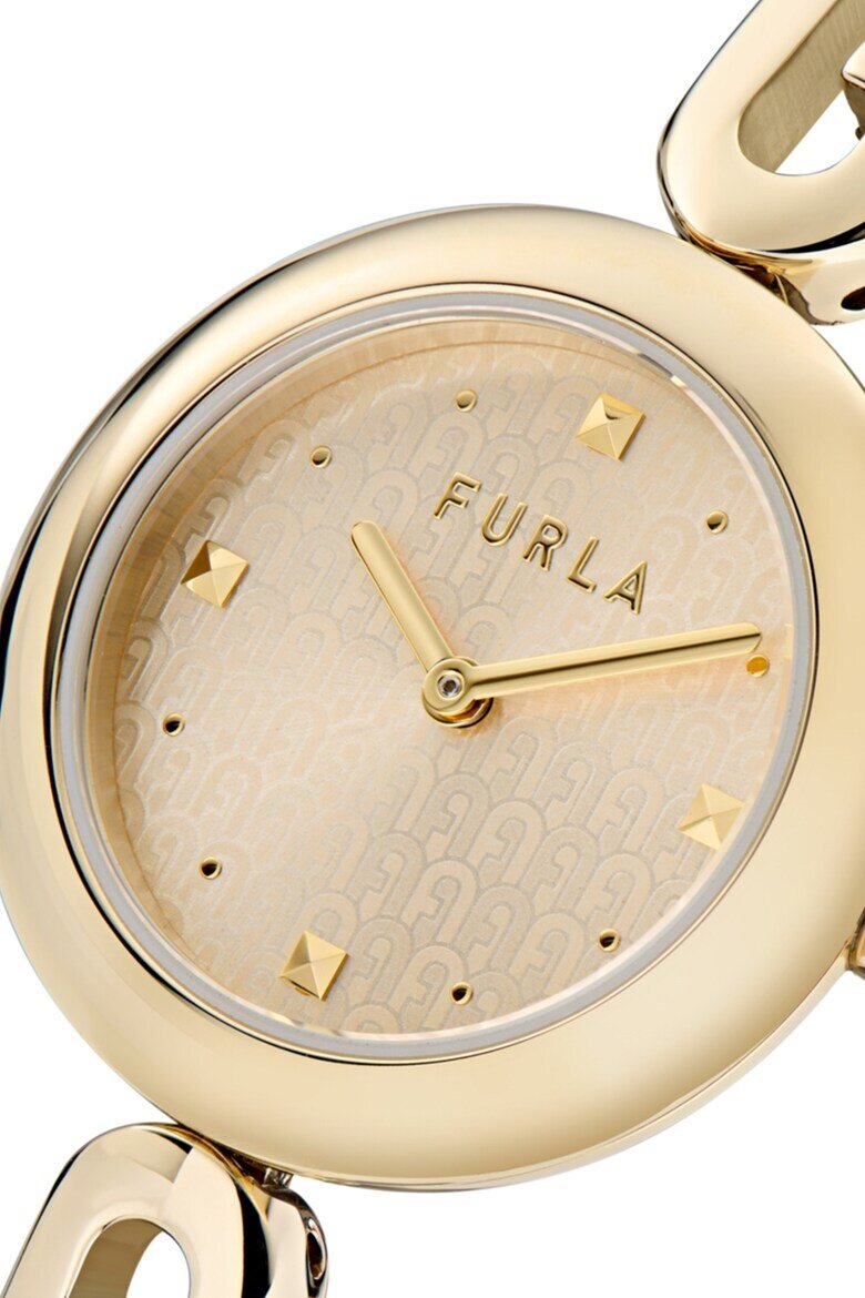 Furla Аналогов часовник с кожена каишка Златист/Сив