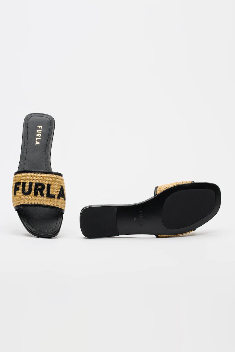 Furla Чехли Brezza от кожа и еко кожа Черен/Светло бежово