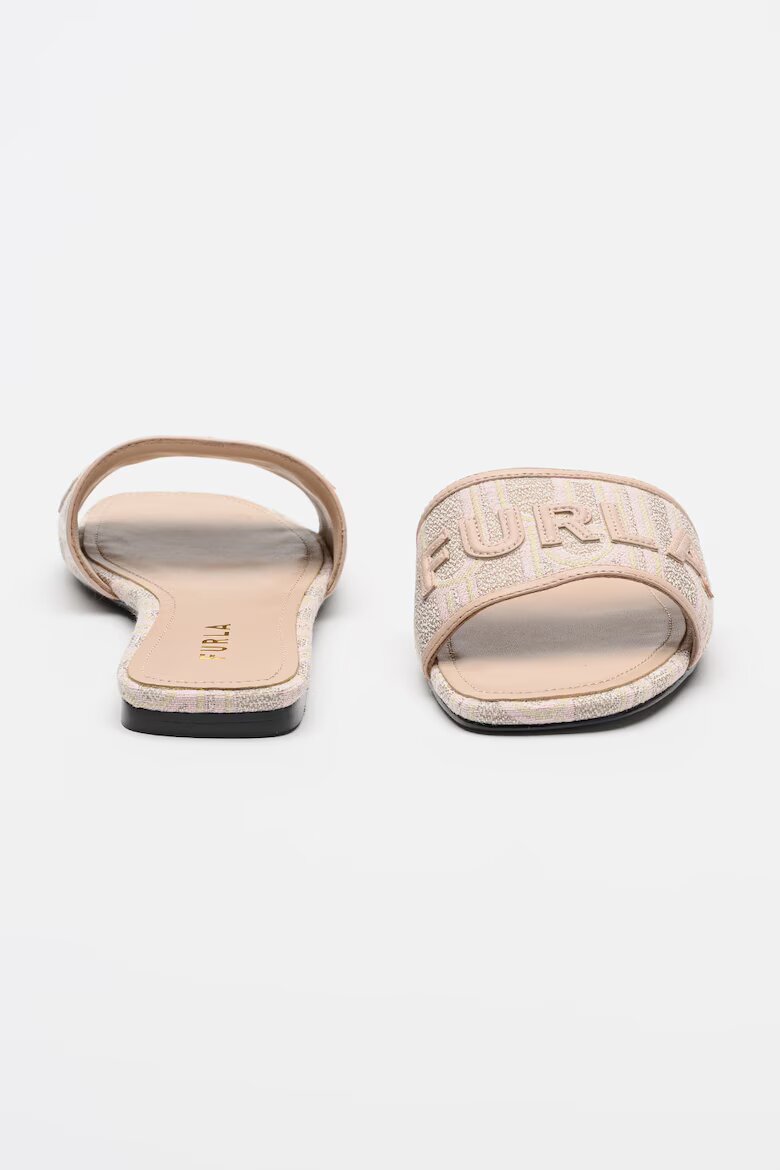 Furla Чехли Brezza с кожа Κафе кафяво/Тъмно прашно розово