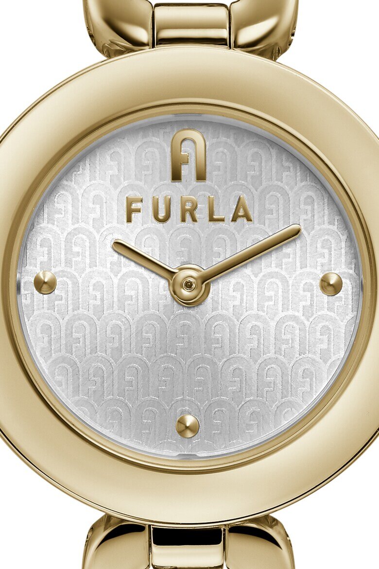 Furla Иноксов часовник с кожена каишка