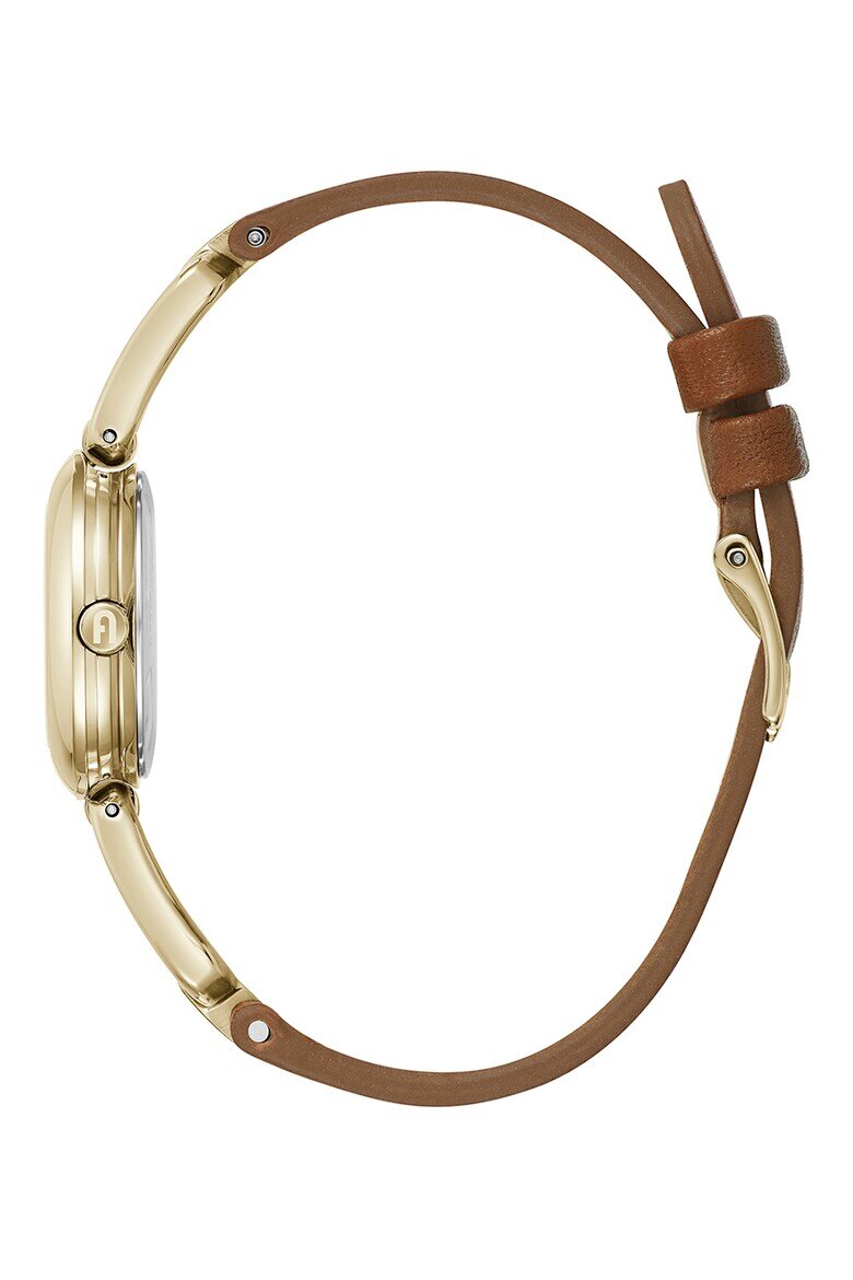 Furla Иноксов часовник с кожена каишка