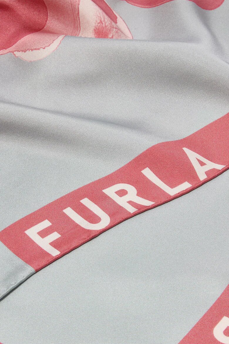 Furla Копринен флорален шал Lea Мръснобял/Розово