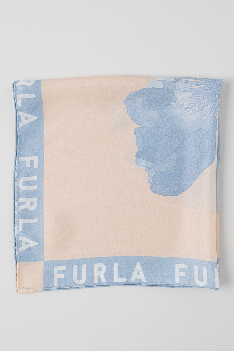 Furla Копринен флорален шал Lea Пастелносин/Праскова