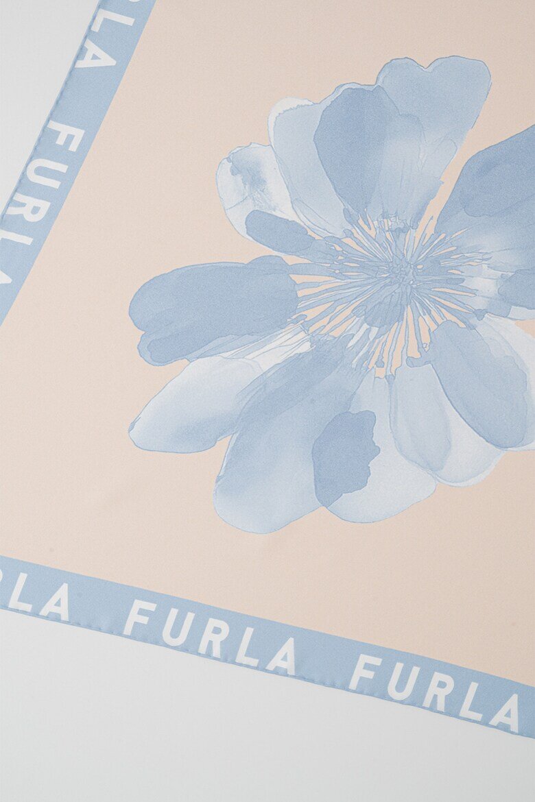 Furla Копринен флорален шал Lea Пастелносин/Праскова