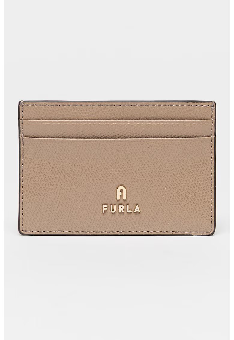 Furla Кожен калъф за карти Camelia с шагрен - Камел