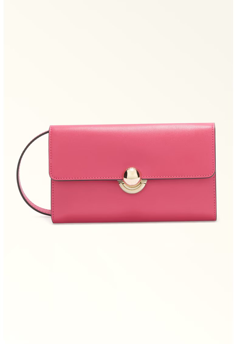 Furla Кожен клъч Sfera с отделяща се презрамка - Фуксия