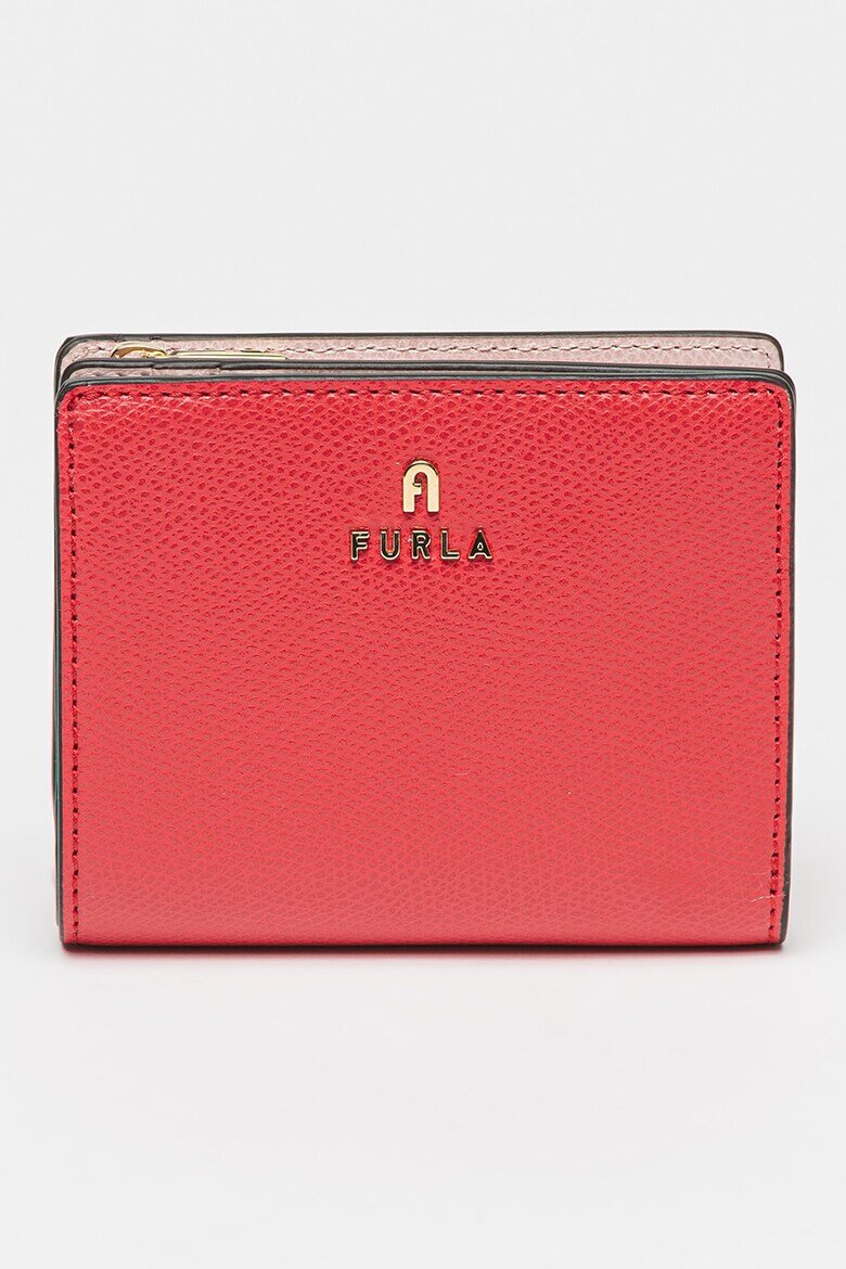 Furla Кожен портфейл Camelia с метално лого Корал/Светло червено