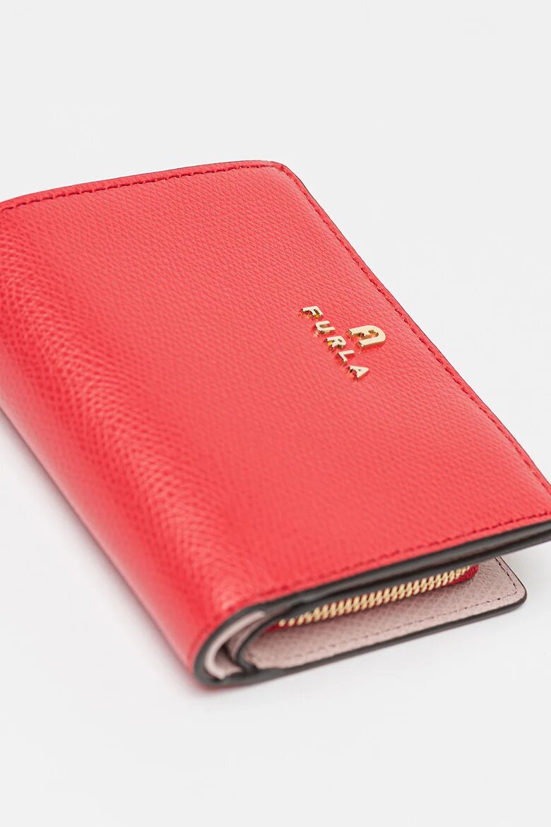 Furla Кожен портфейл Camelia с метално лого Корал/Светло червено