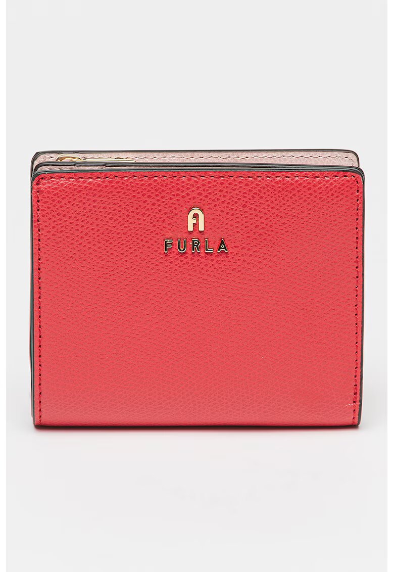 Furla Кожен портфейл Camelia с метално лого - Корал/Светло червено