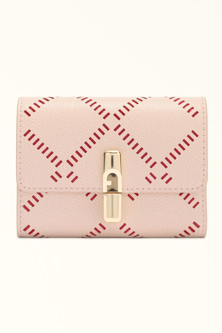 Furla Кожен портфейл с Iride двойно прегъване и шарка Фуксия/Пастелнорозов