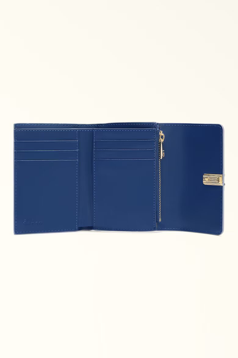 Furla Кожен портфейл с Iride двойно прегъване и шарка Пастелносин/Индигово синьо