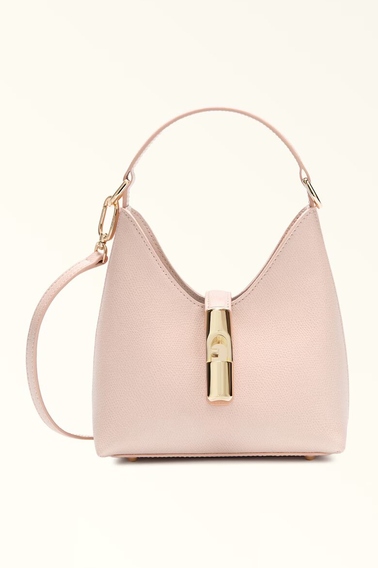 Furla Кожена чанта Iride с допълнителна презрамка Бледо розово