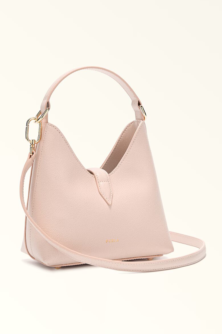 Furla Кожена чанта Iride с допълнителна презрамка Бледо розово