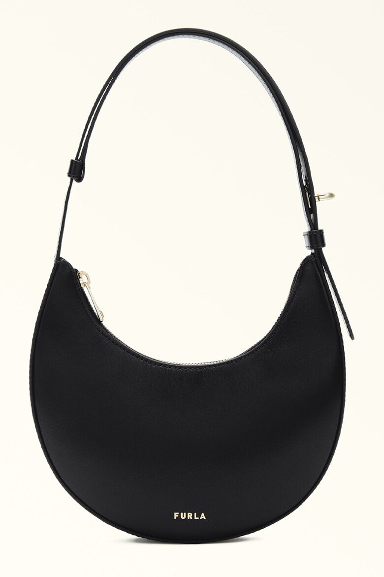 Furla Кожена чанта-полумесец за рамо Delizia Черен