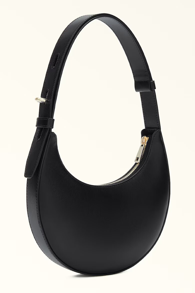 Furla Кожена чанта-полумесец за рамо Delizia Черен