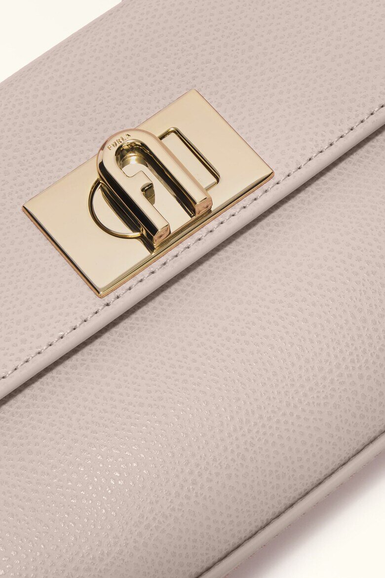 Furla Кожена чанта през рамо 1927 с капаче и презрамка с верижка Светлорозов