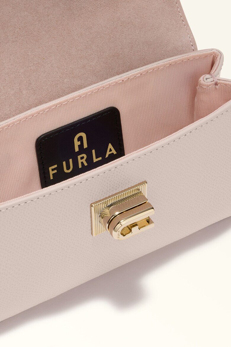Furla Кожена чанта през рамо 1927 с капаче и презрамка с верижка Светлорозов