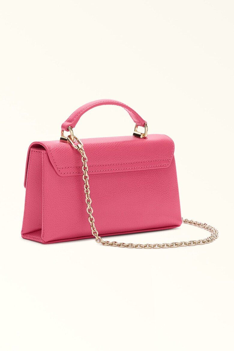 Furla Кожена чанта през рамо 1927 с капаче и презрамка с верижка Яркорозово