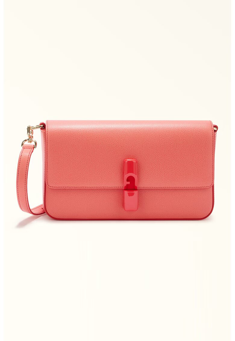 Furla Кожена чанта през рамо Iride с капаче - Яркорозово
