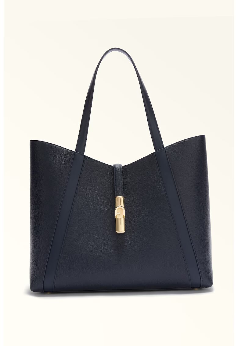 Furla Кожена чанта Tote Goccia - Ултрамарин синьо