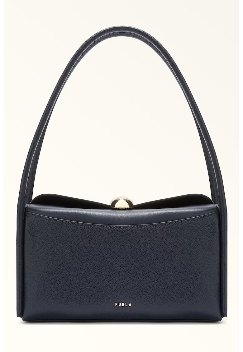 Furla Кожена чанта за рамо Boxy Nicole - Тъмносин