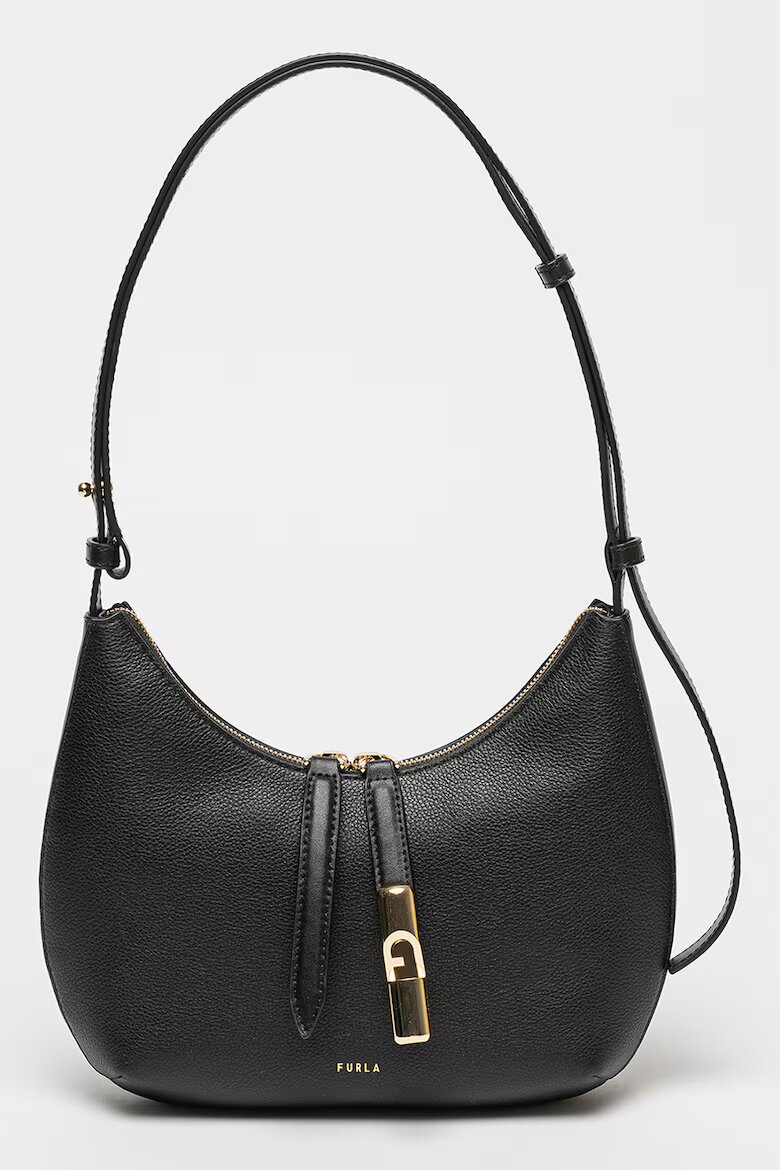 Furla Кожена чанта за рамо Goccia Черен