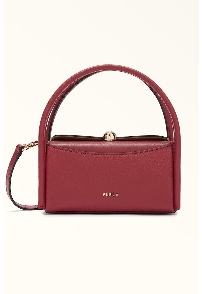 Furla Кожена ръчна чанта с отделяща се презрамка - Тъмночервен