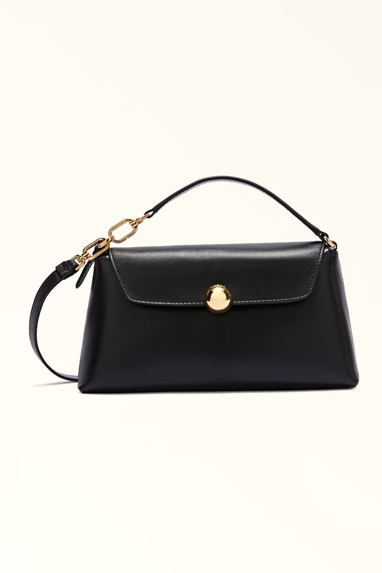 Furla Кожена ръчна чанта Sfera Soft с допълнителна презрамка Черен