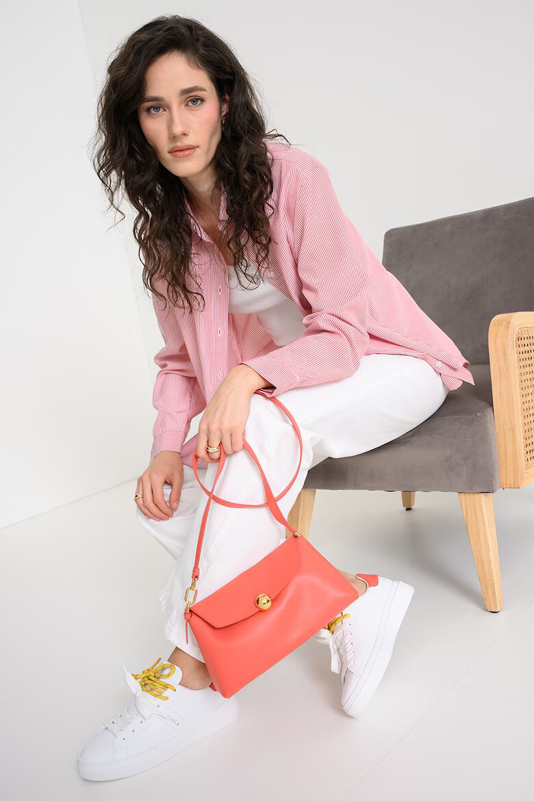 Furla Кожена ръчна чанта Sfera Soft с допълнителна презрамка Коралово червено