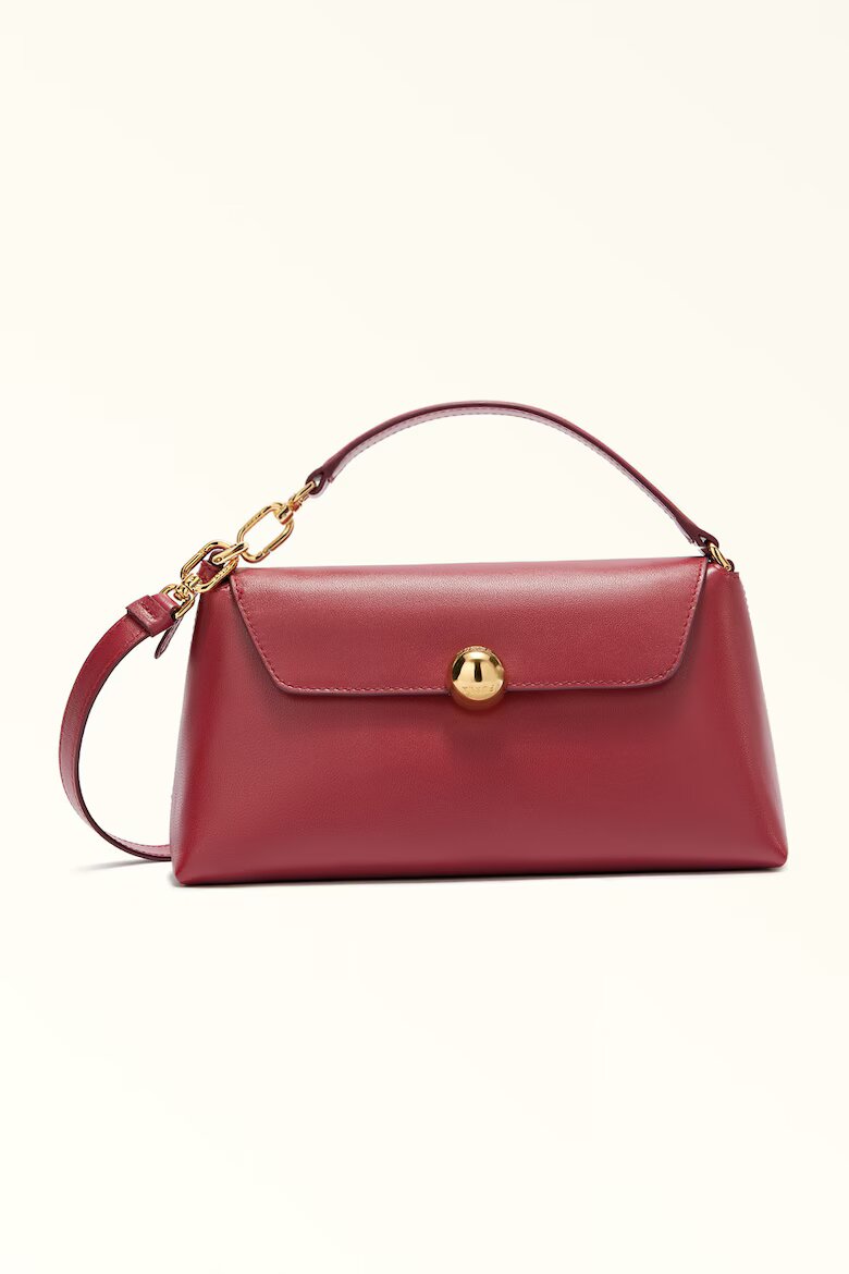 Furla Кожена ръчна чанта Sfera Soft с допълнителна презрамка Тъмночервен