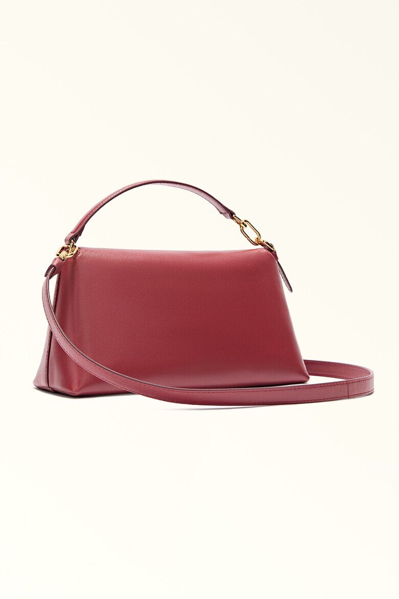 Furla Кожена ръчна чанта Sfera Soft с допълнителна презрамка Тъмночервен