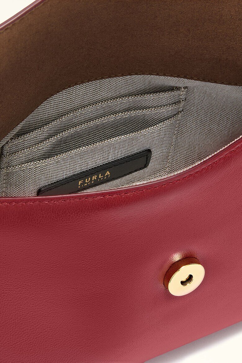 Furla Кожена ръчна чанта Sfera Soft с допълнителна презрамка Тъмночервен