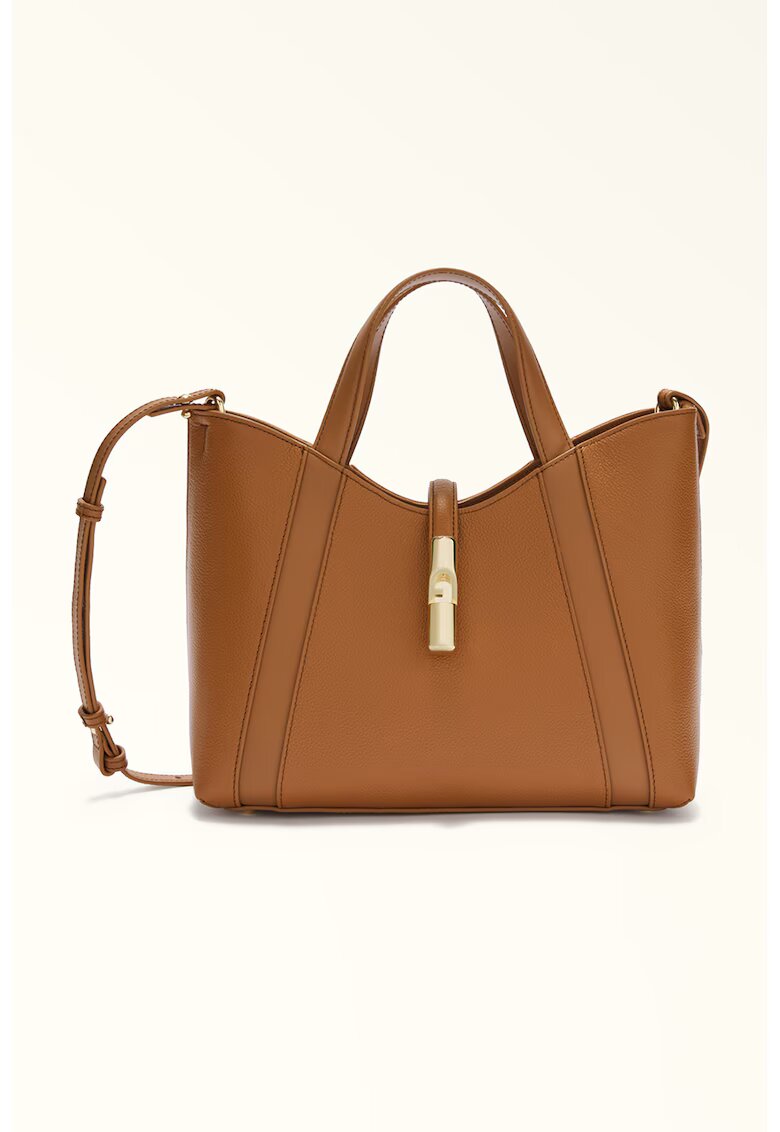 Furla Кожена шопинг чанта Goccia с отделяща се презрамка