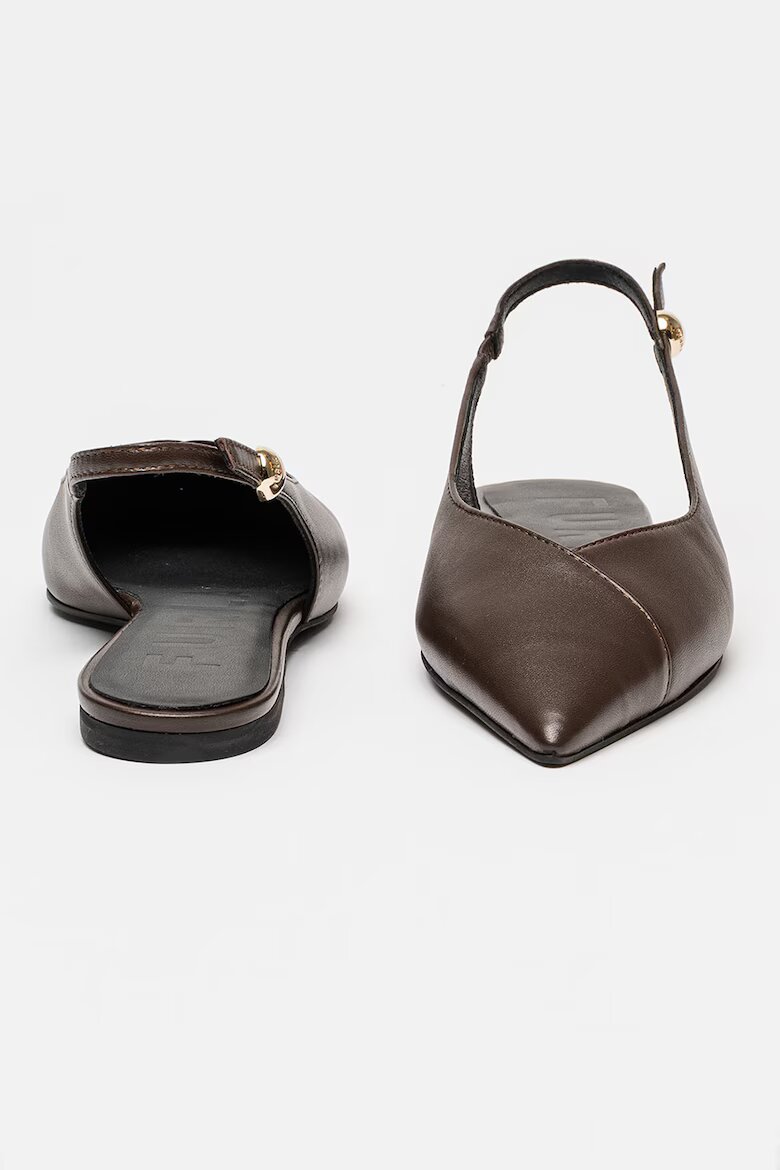 Furla Кожени пантофки Sfera с остър връх Тъмнокафяв