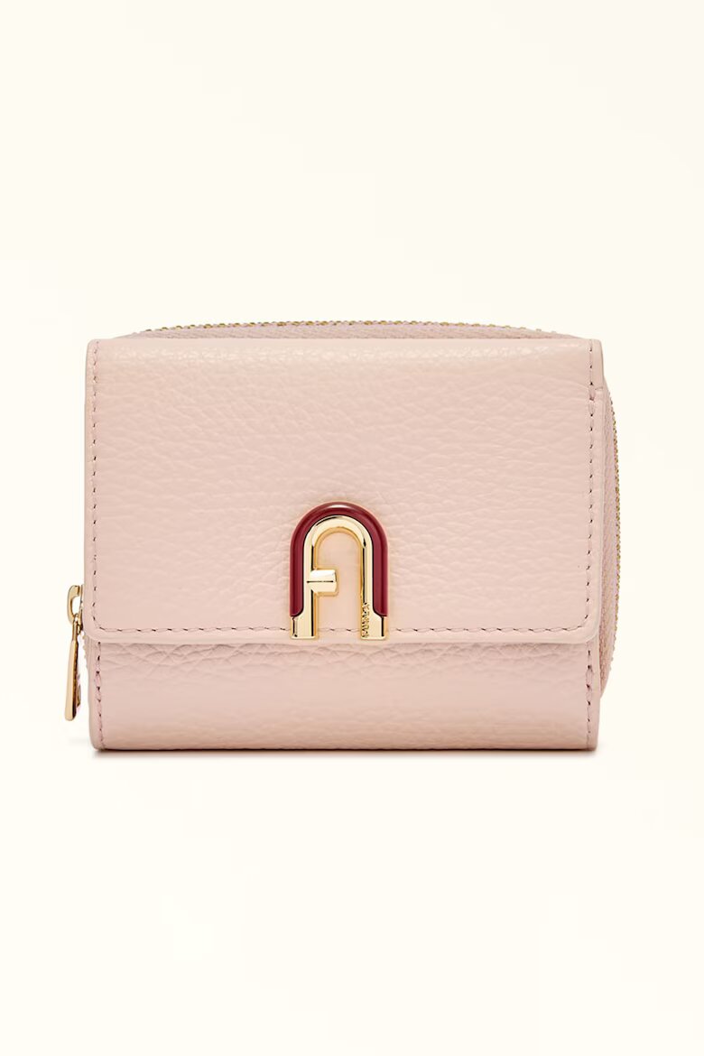 Furla Кожено портмоне с лого Бледо розово